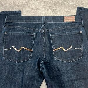 7 for All Mankind Embellished Pocket Straight Dark Wash Jeans - Size 27